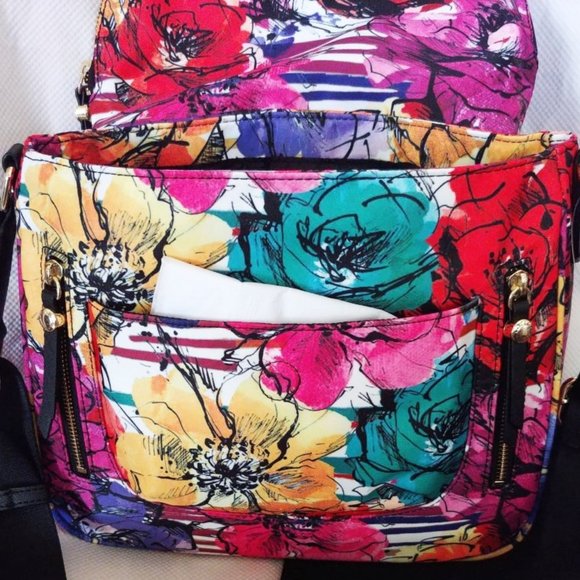 Karl Lagerfeld Double Bundle w/Cara Nylon Floral Print Messenger and Wallet NWT - Picture 9 of 14